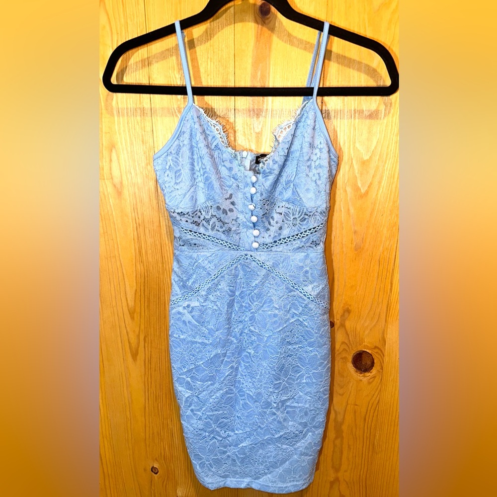 PrettyLittleThing Sky Blue Lace Dress